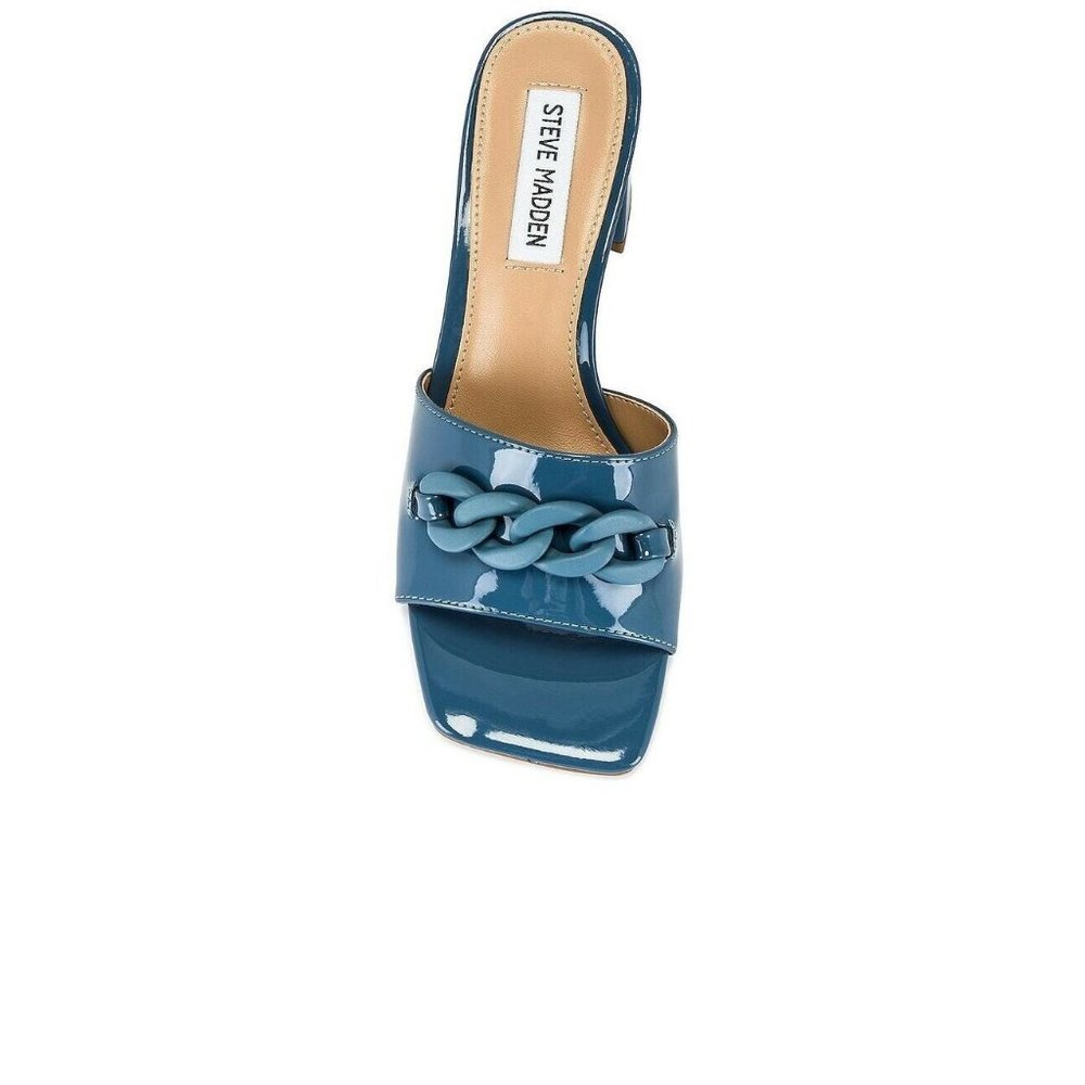Steve Madden Rego Slides Blue Patent Leather Heels - Picture 5 of 9